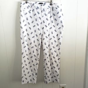 Talbots Croppes Curvy White Pants With Pineapples